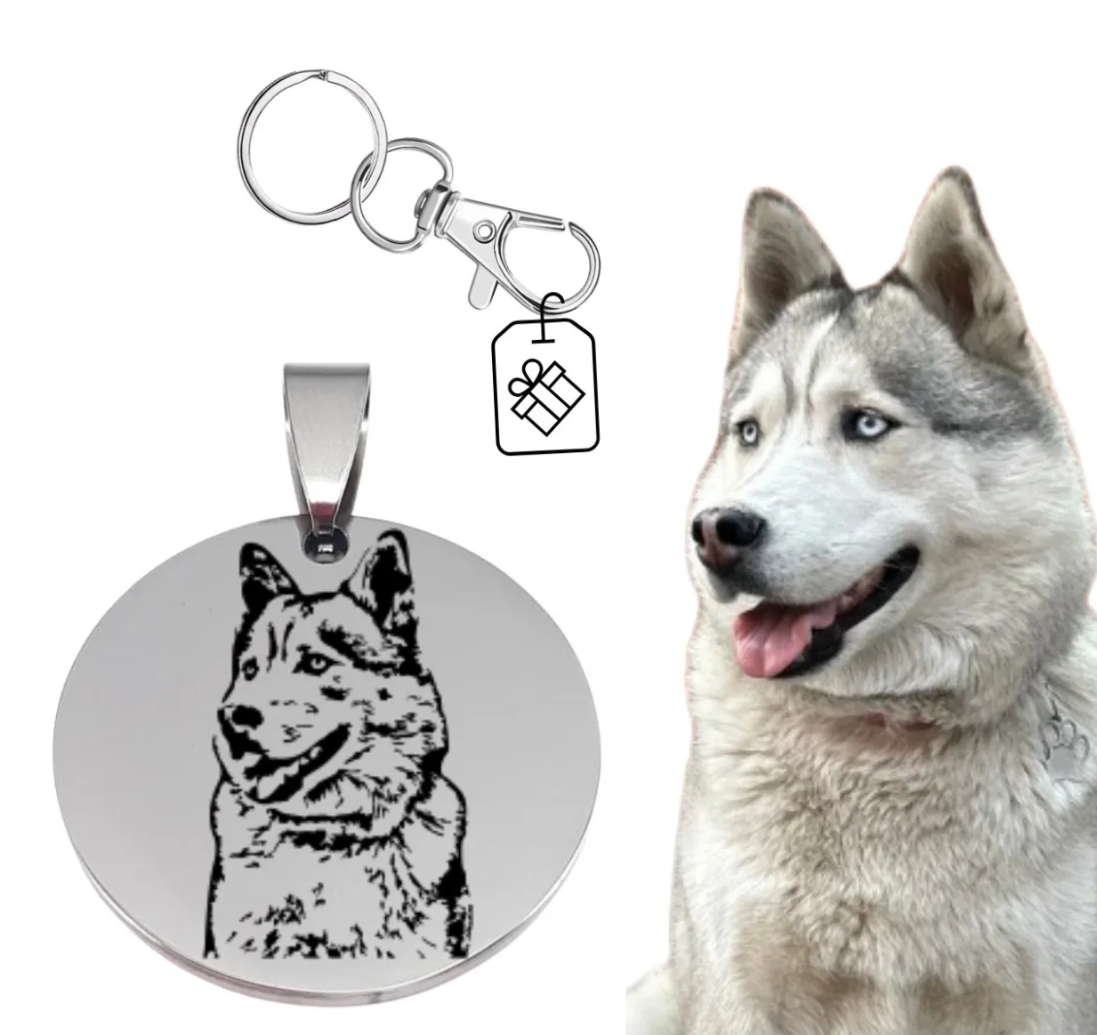 Placa personalizada para mascota con foto y nombre