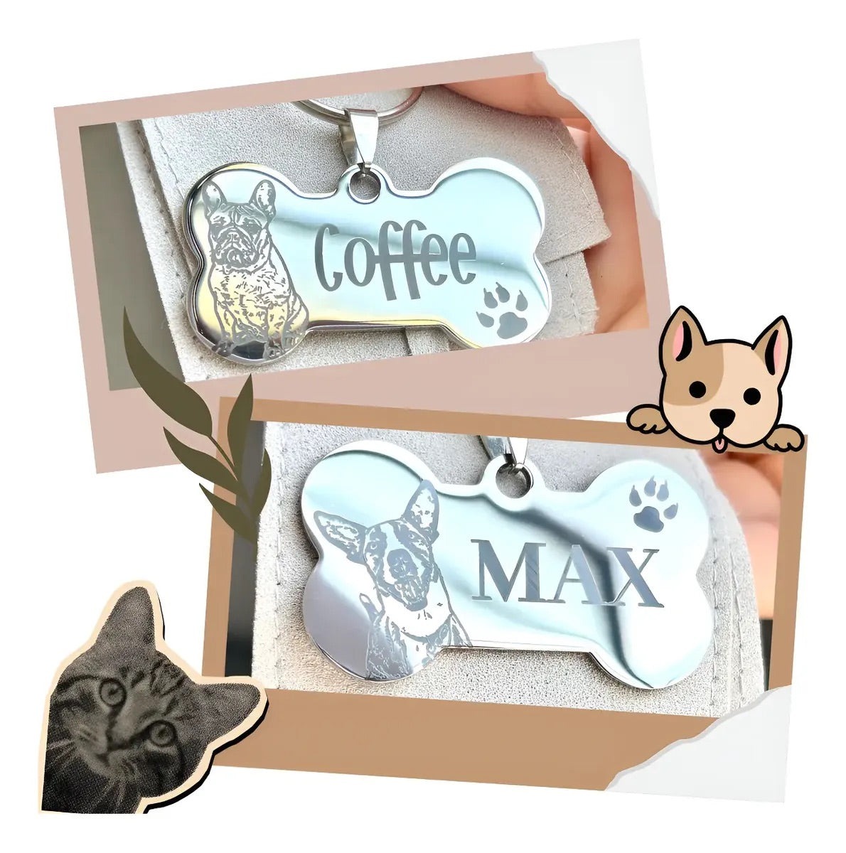 Placa personalizada para mascota con foto y nombre